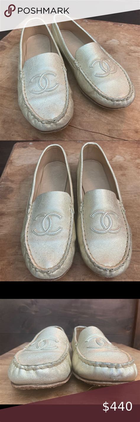 chanel gold moccasins|Chanel moccasin loafers price.